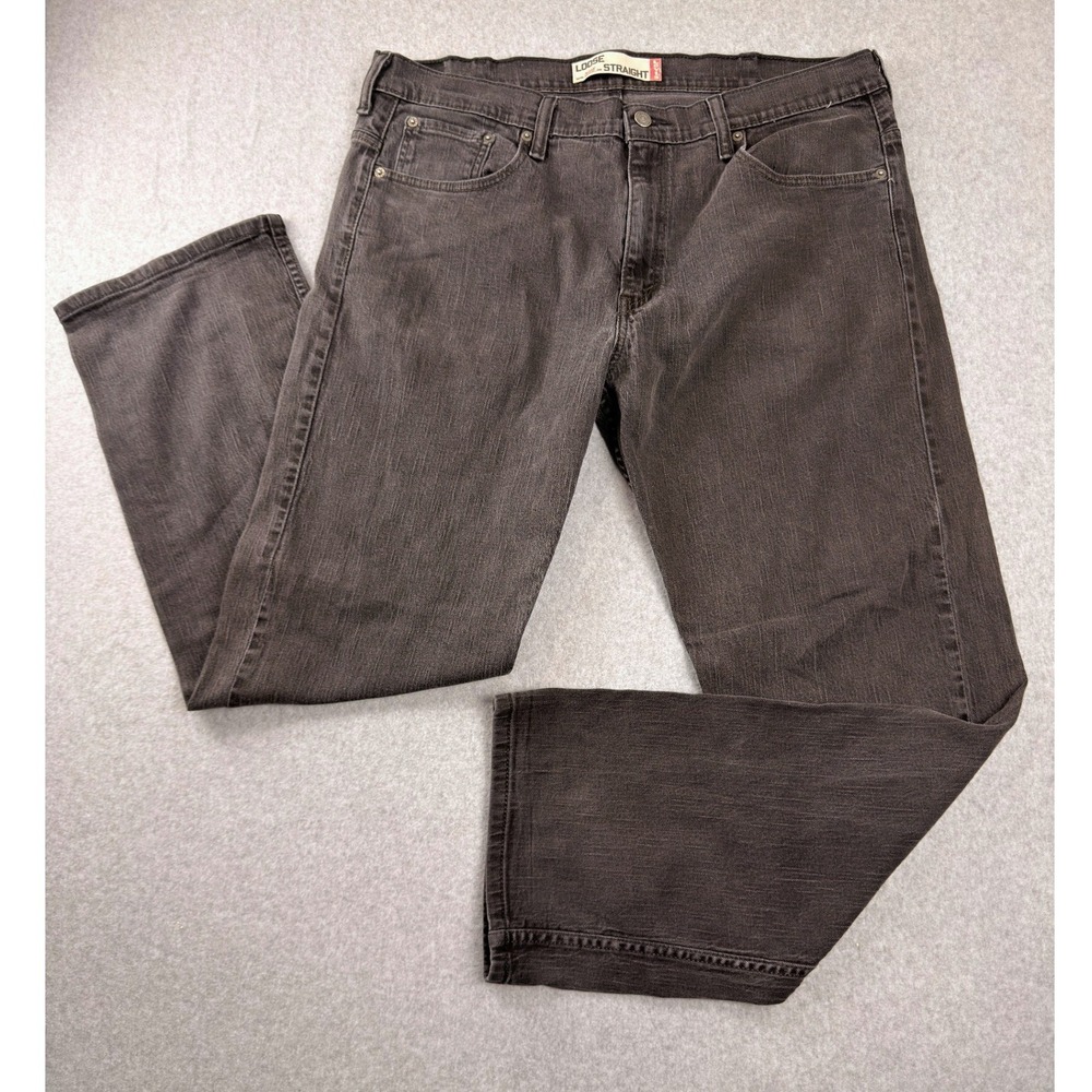 Levis 569 Loose Straight Jeans Mens 38x34 Faded Black Denim Pants